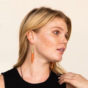 Ink + alloy Terra Cotta And Brass Spike Earring